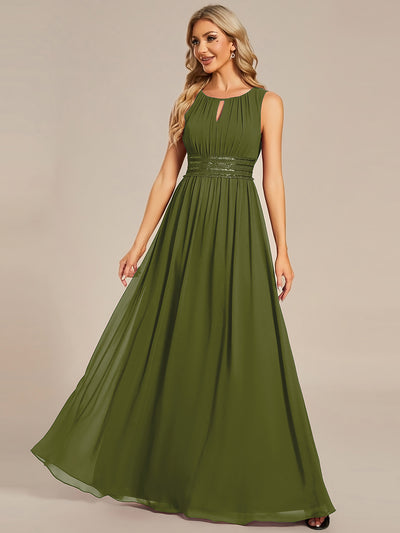 ever KALIA|Simple Sleeveless A-line Chiffon Bridesmaid Dress with Hollow Out Detail