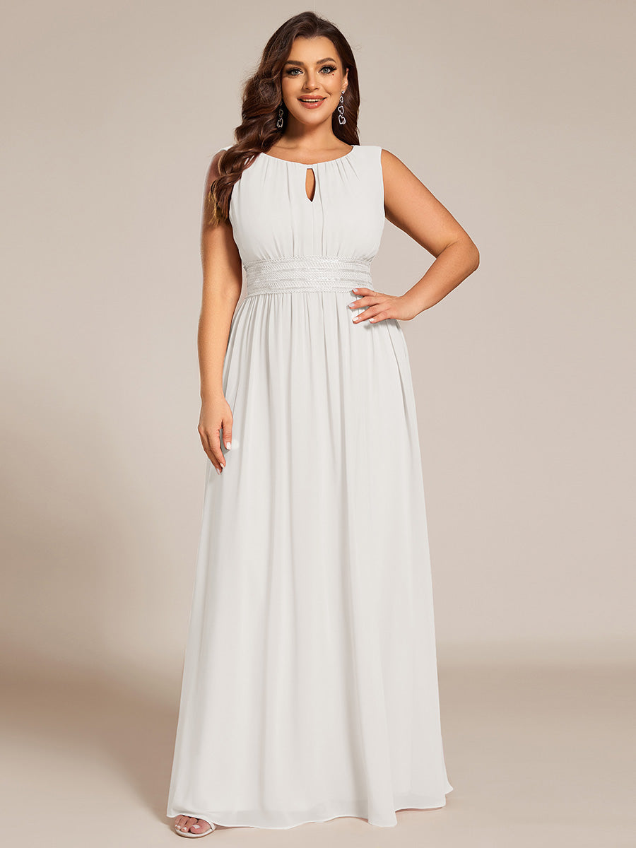 Hollow Out Sleeveless Maxi Wedding Guest Dress #color_White