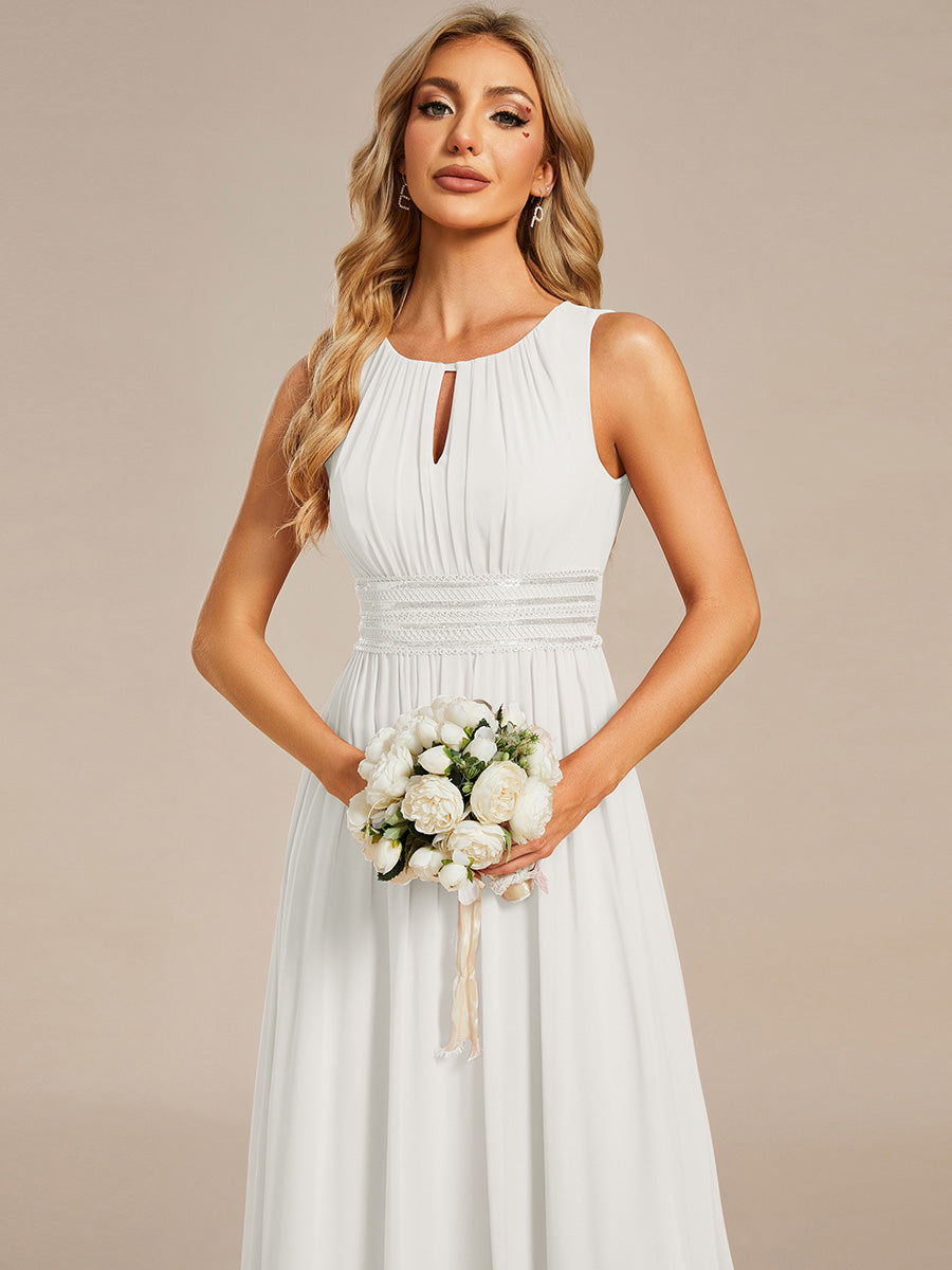 Hollow Out Sleeveless Maxi Wedding Guest Dress #color_White