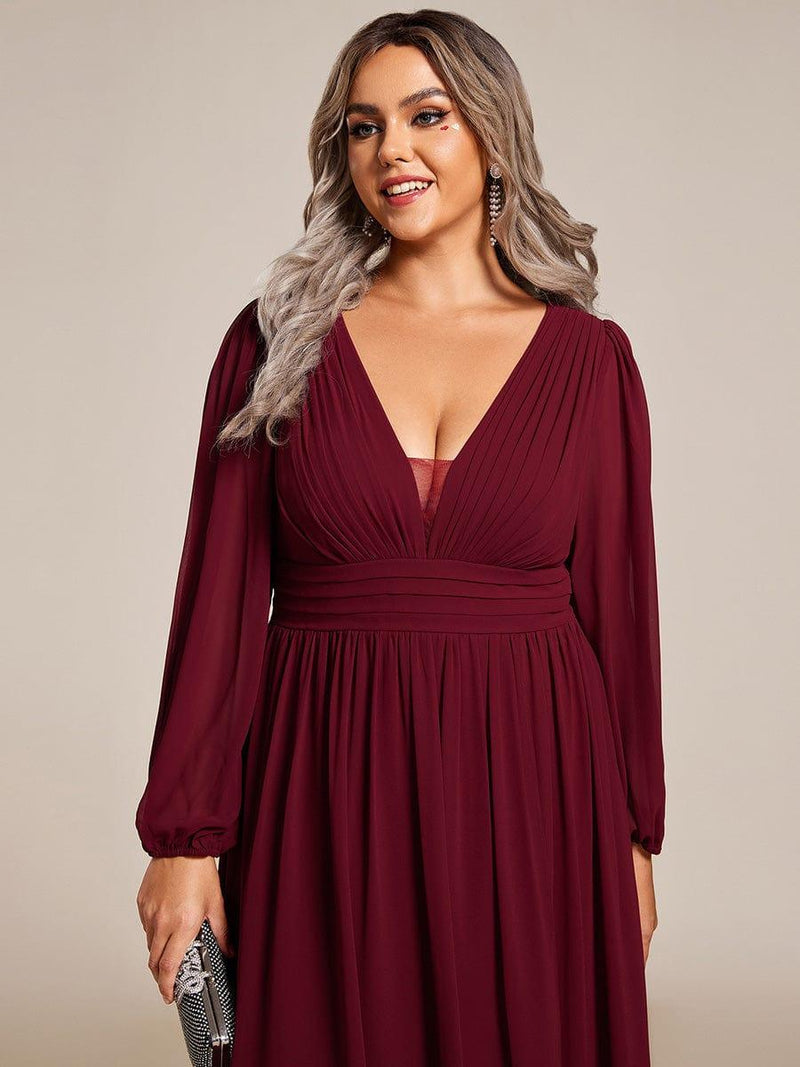 A-Line V-Neck Pleated Chiffon Bridesmaid Dress in Wisteria