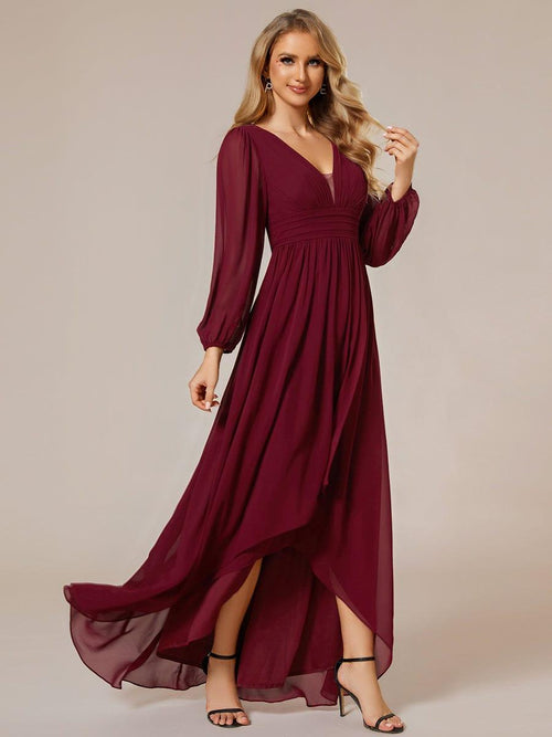 A-Line Pleated Chiffon Long Bridesmaid Dress in Neptune main image 0