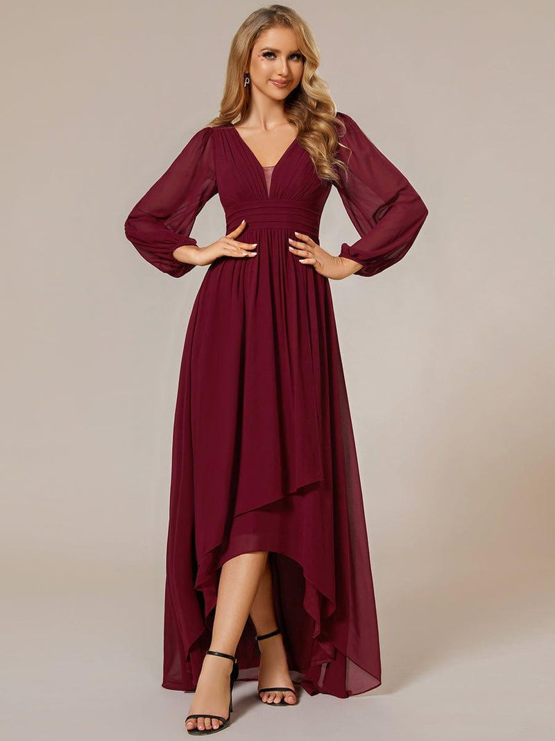 See-through Appliques Beaded Long Bridesmaid Dress Elegant Wedding Party Dress