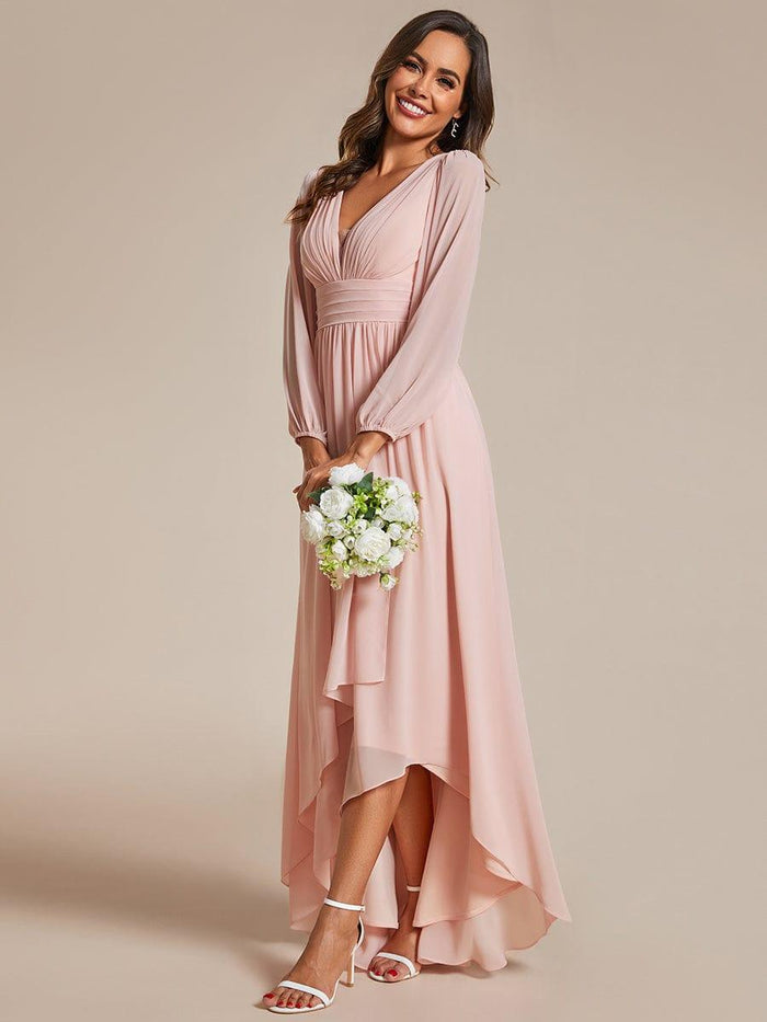 Sweetheart A-Line Pleated Chiffon Bridesmaid Dress With Slit in Dark Navy main image 1