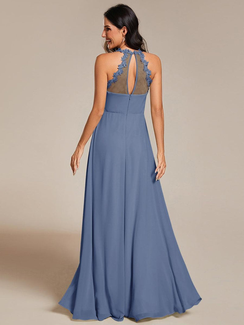 Halter Neck Chiffon Bridesmaid Dress - Butter Cream