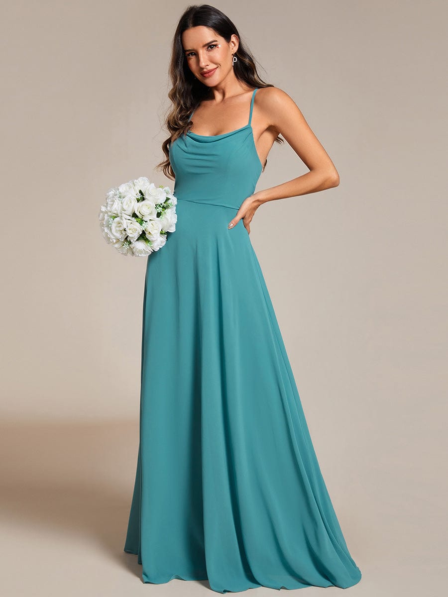 Custom Size Adjustable Spaghetti Strap Chiffon A-Line Bridesmaid Dresses