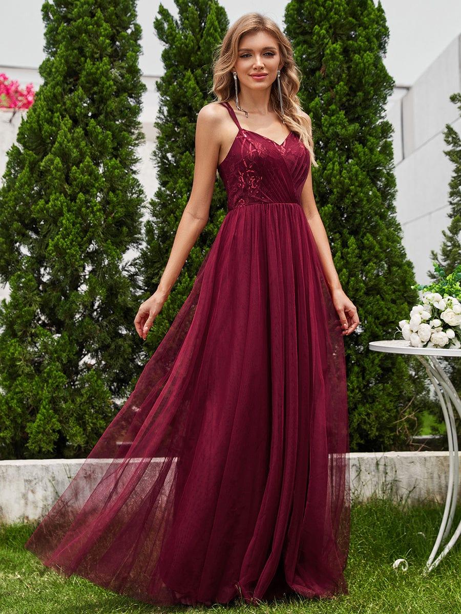 Cross-Back Straps A-Line Paillette Tulle Bridesmaid Dress - Ever-Pretty US Cross-Back Straps A-Line Paillette Tulle Bridesmaid Dress - Ever-Pretty US