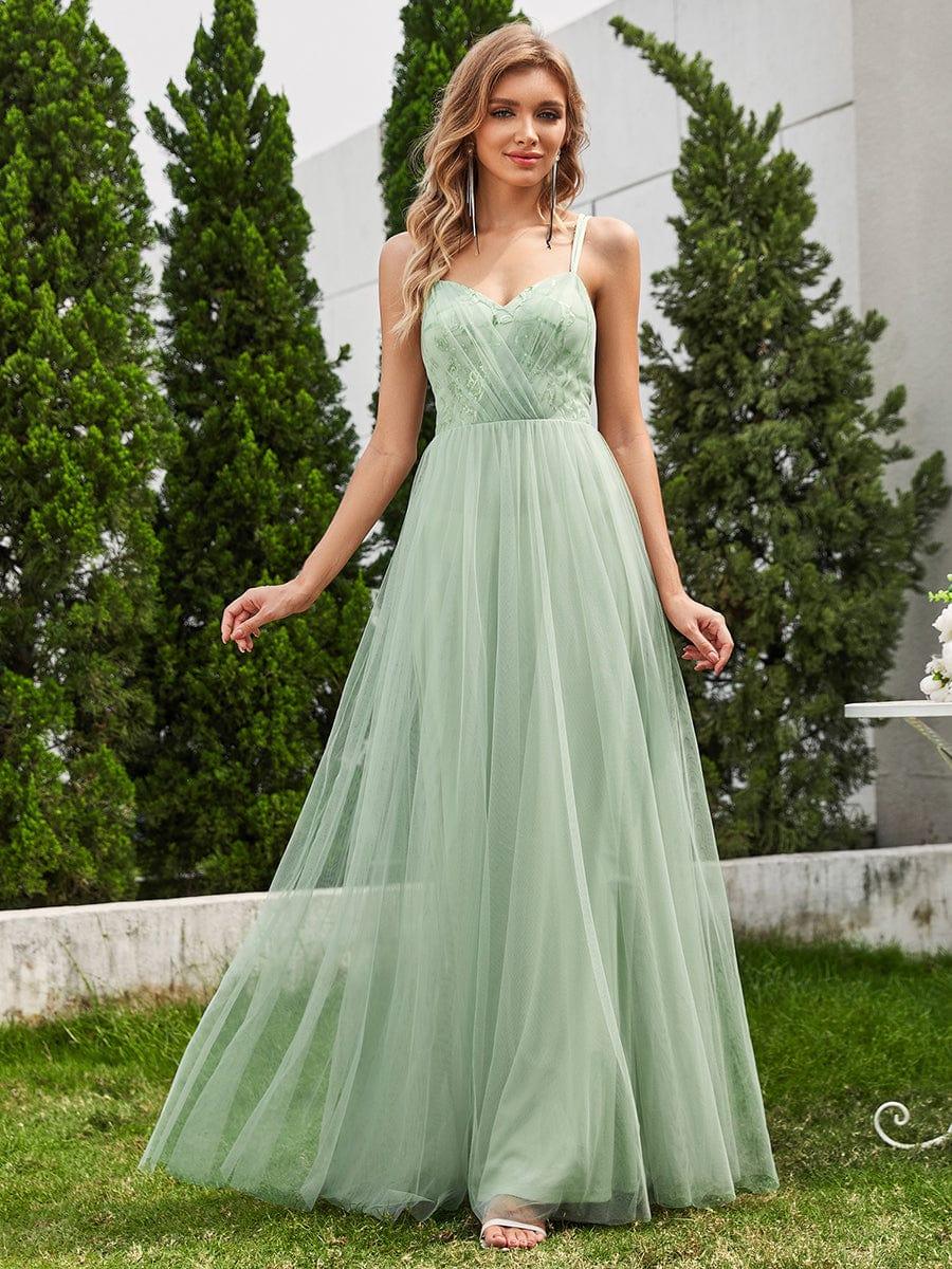 sage green tulle bridesmaid dress Cross-Back Straps A-Line Paillette Whether you are dressing