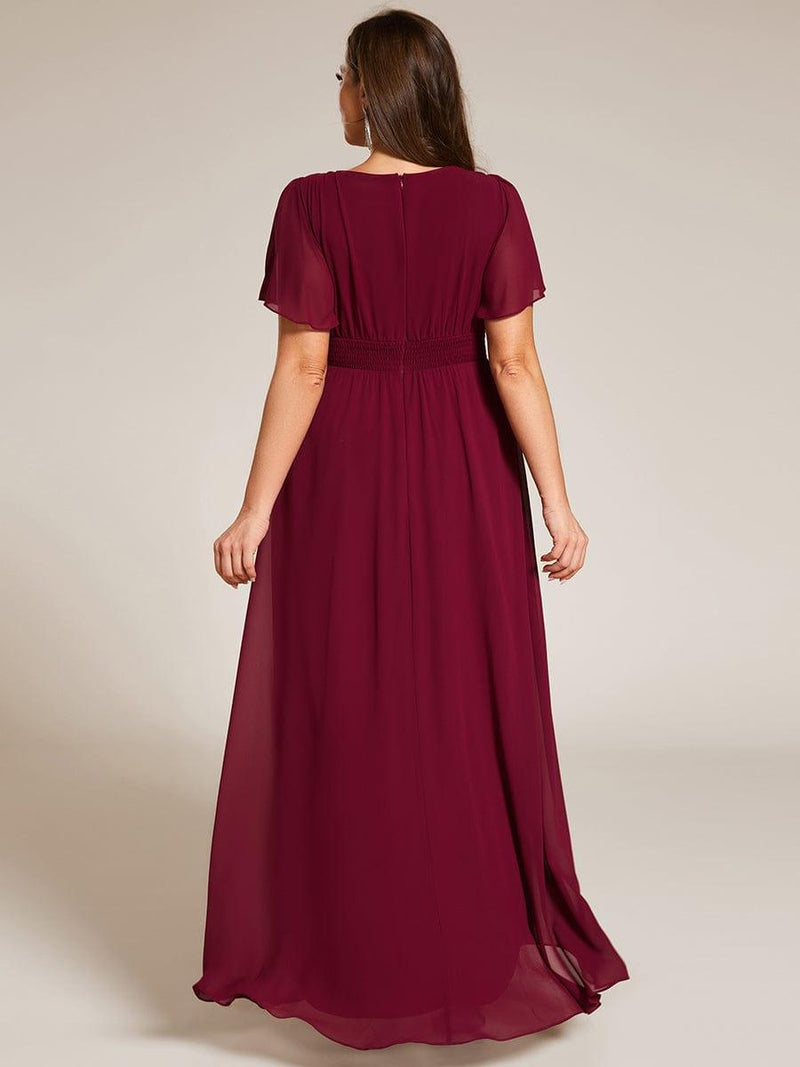 Elegant A-Line Short Sleeve Chiffon Bridesmaid Dress with Round