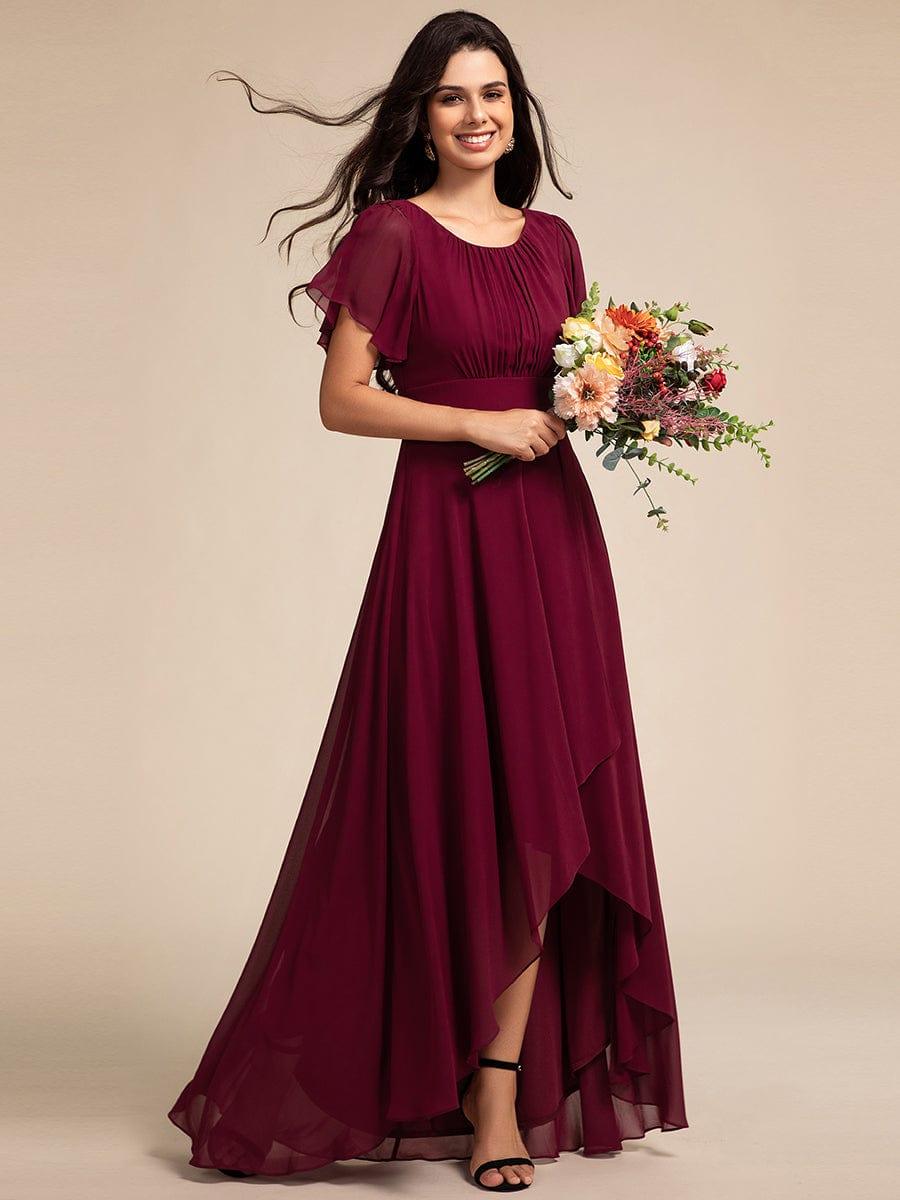 Elegant A-Line Short Sleeve Chiffon Bridesmaid Dress with Round Neckline - Ever-Pretty US Elegant A-Line Short Sleeve Chiffon Bridesmaid Dress with Round Neckline - Ever-Pretty US