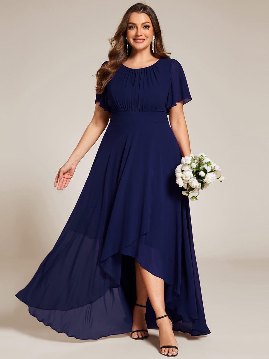 Chiffon Bridesmaid Navy Blue Floaty Dress Chic Plus Size