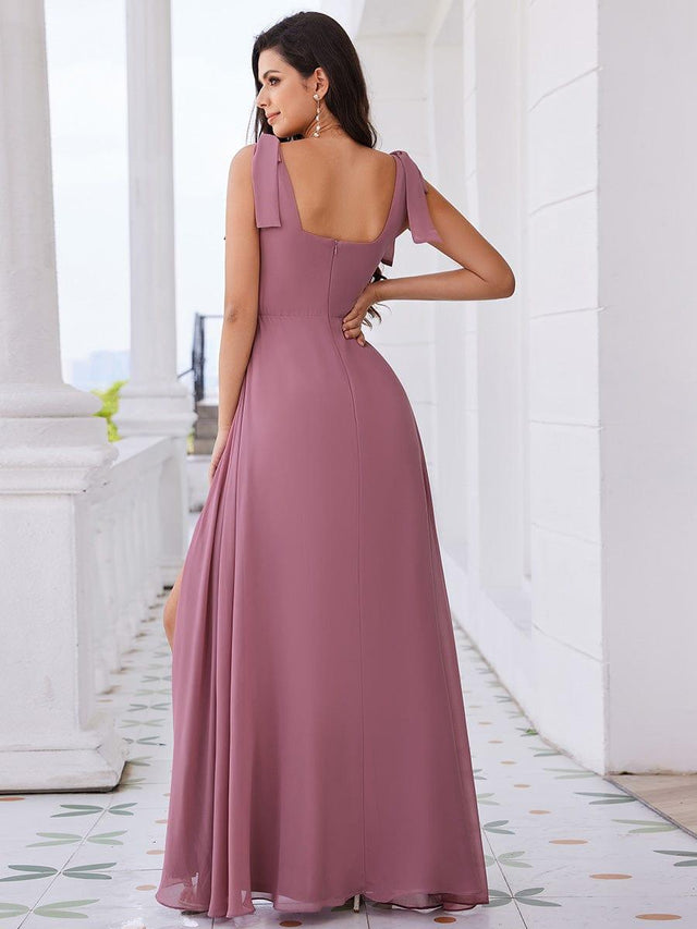 Simple Chiffon Bridesmaid Dress with Square Neck Orchid main image 1