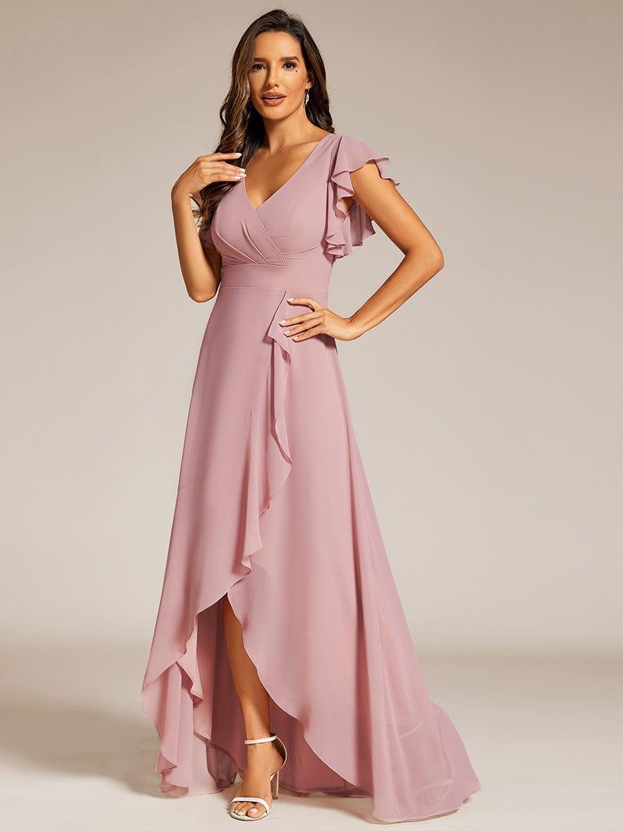 blue dress for baby girl A Line Straps Tiered Chiffon Floor Length Long Prom Dress Pink Bridesm –  Uniquedresss