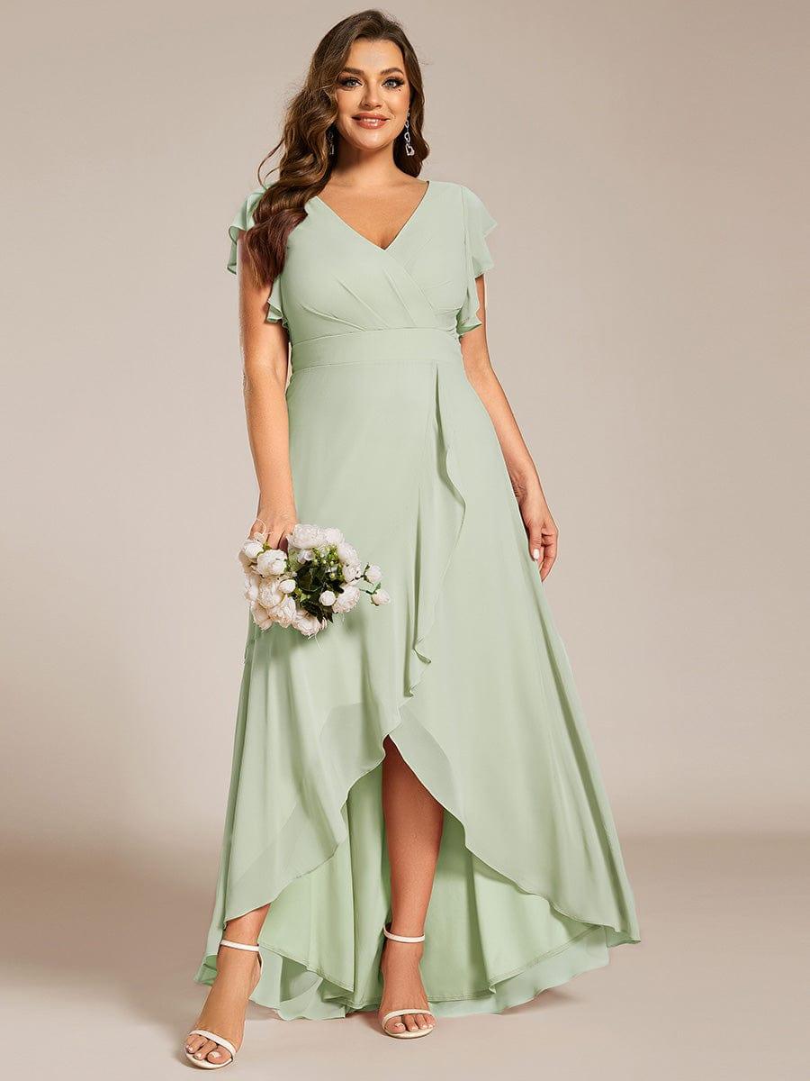 white christmas dresses Ruffled High-Low Plus Size Chiffon Dress – Ever-Pretty Plus main image 1