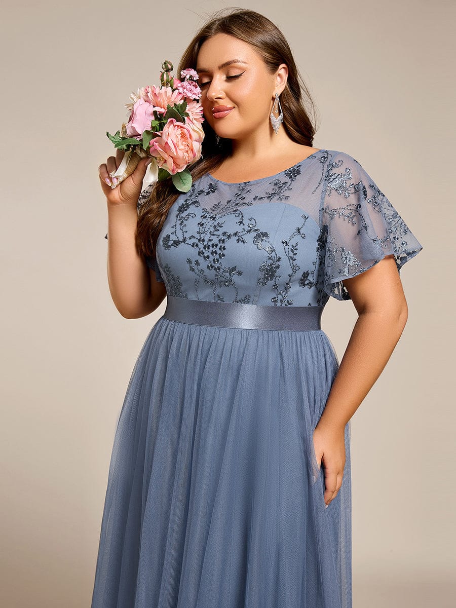 Plus Size Grey Bridesmaid Dresses Ireland Ever-Pretty Round Neck Tulle Midi Cocktail Dress With Satin Waist And Sheer Sleeves Plus Size Grey Bridesmaid Dresses Ireland Ever-Pretty Round Neck Tulle Midi Cocktail Dress With Satin Waist And Sheer Sleeves