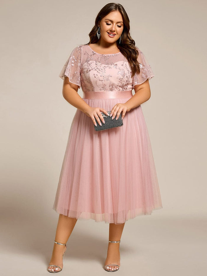 V-neck Tulle Floor Length Bridesmaid Dress Tahiti Plus Size