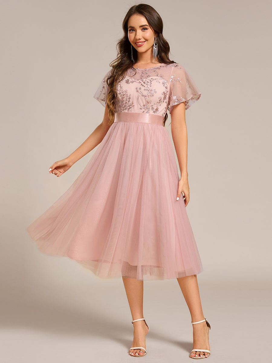 Ever-Pretty Plus Size Tulle Midi Tulle Budget Bridesmaid Dress with Round Neckline Ever-Pretty Plus Size Tulle Midi Tulle Budget Bridesmaid Dress with Round Neckline