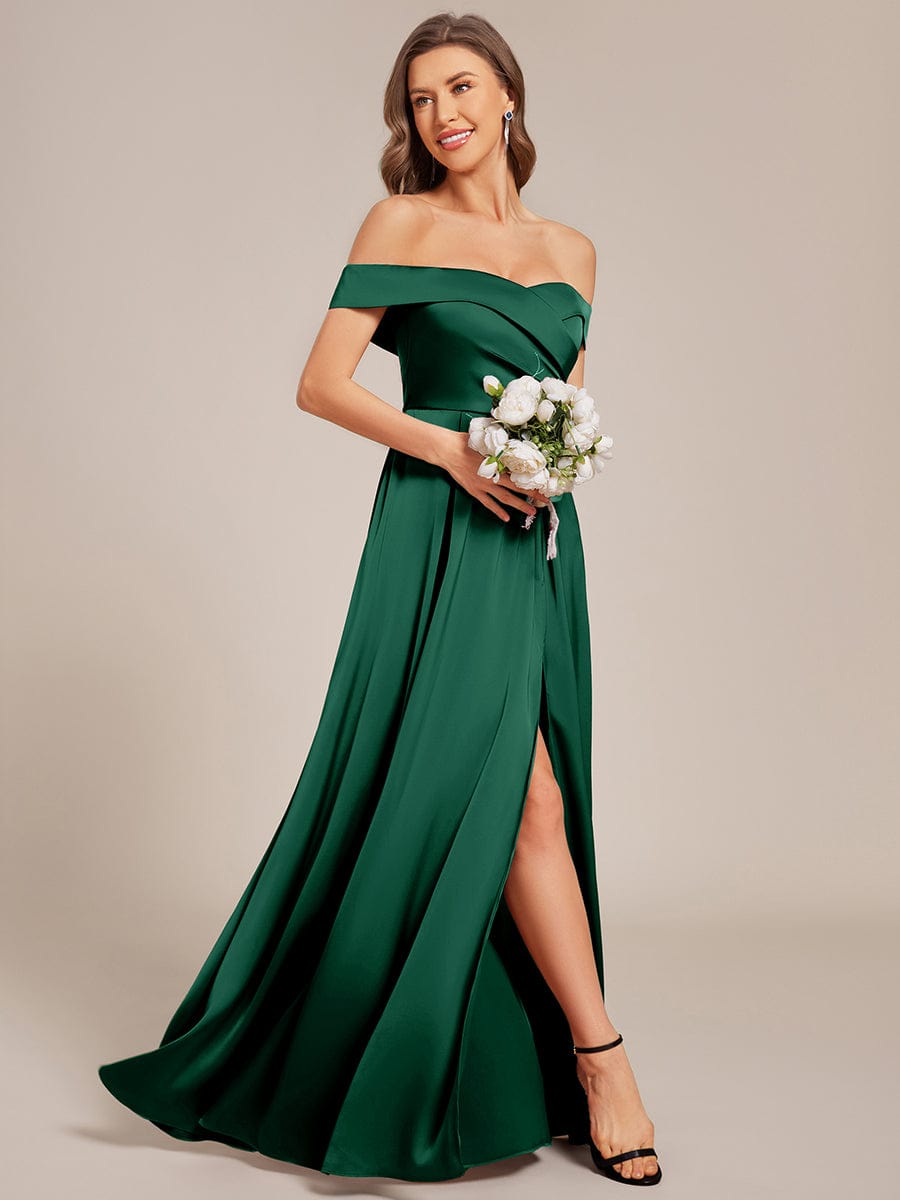 lace bridesmaid dresses Lace-Up High Slit Satin Off Shoulder Dress Kellie's Staff Picks PrettyLittleThing Women's Trim Detail Zipper 9 Size:8½