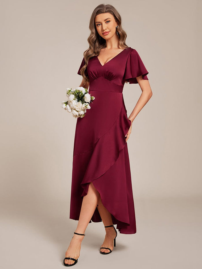 Cutout Backless Asymmetrical Slim-fit Full of charm Bridesmaids Mini Dress