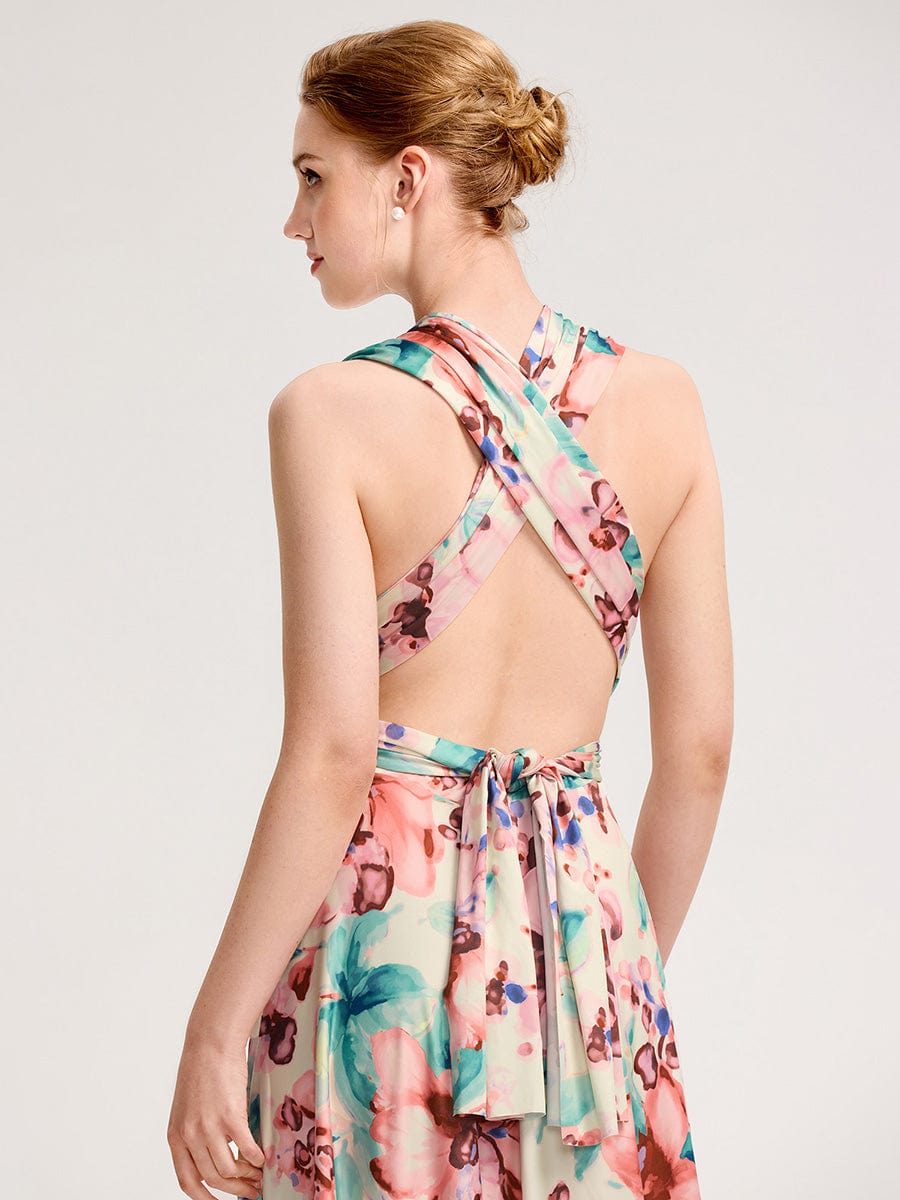 High-Stretch Soft Versatile Convertible Bridesmaid Dress #color_Apricot Print