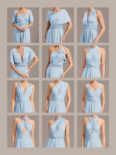 High-Stretch Soft Versatile Convertible Bridesmaid Dress #color_Sky Blue
