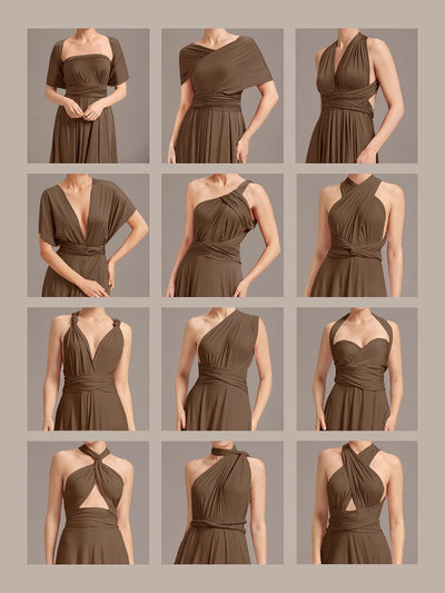 High-Stretch Soft Versatile Convertible Bridesmaid Dress #color_Coffee