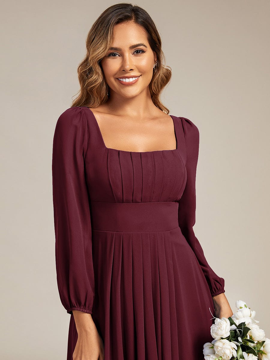 Ever-Pretty Square Neck Long Sleeve Chiffon Dress for Garden Weddings