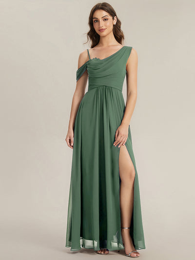 ever ERIKA|Thigh-High Slit Chiffon Dropped shoulders Bridesmaid Dress