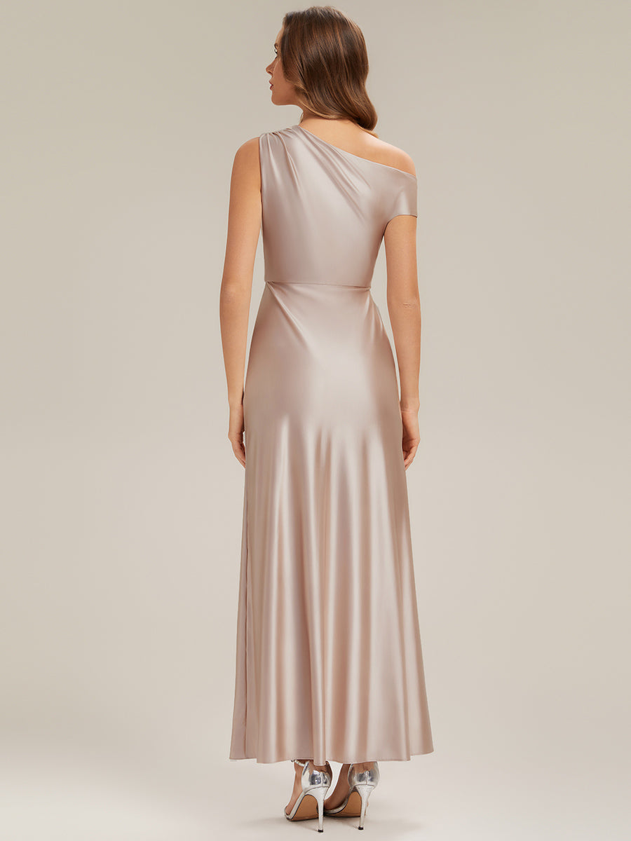 Convertible Satin Drop Shoulder Sleeve Bridesmaid Dress #color_Champagne