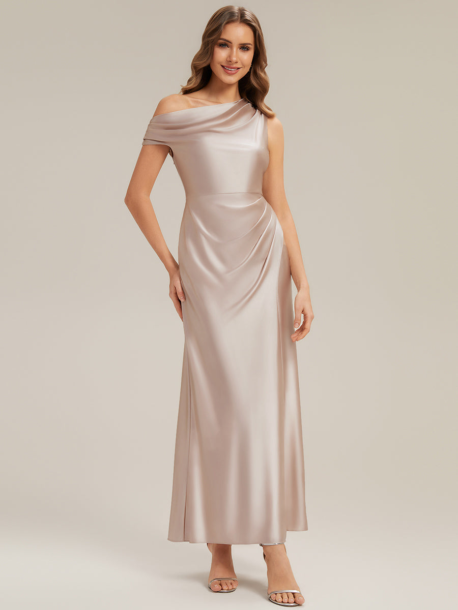 Convertible Satin Drop Shoulder Sleeve Bridesmaid Dress #color_Champagne