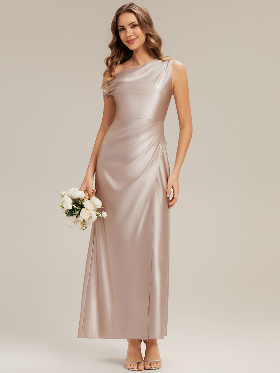 Convertible Satin Drop Shoulder Sleeve Bridesmaid Dress #color_Champagne