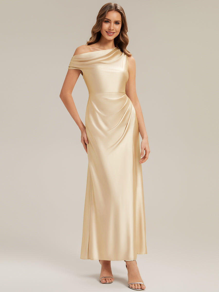 Convertible Satin Drop Shoulder Sleeve Bridesmaid Dress #color_Yellow