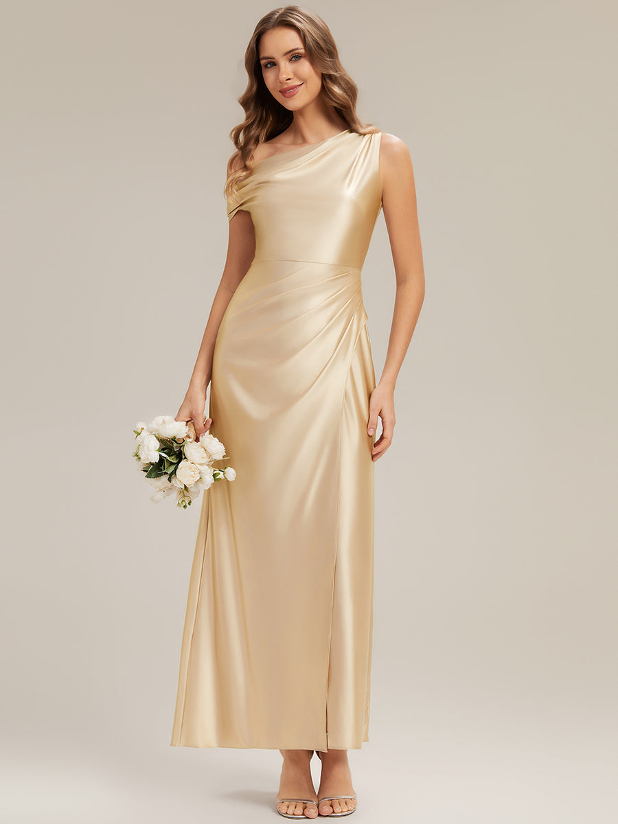 Convertible Satin Drop Shoulder Sleeve Bridesmaid Dress #color_Yellow