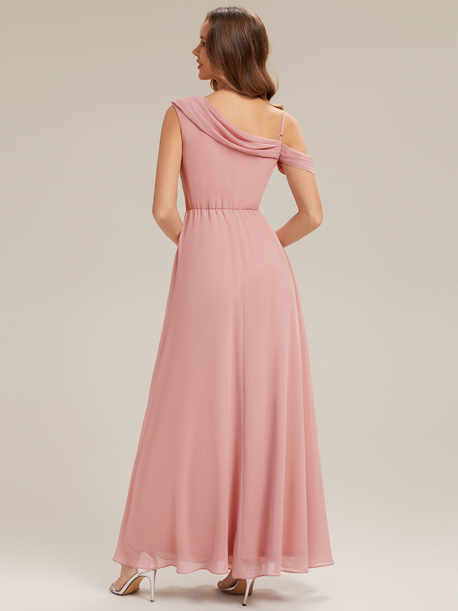 Side Slit Chiffon Sleeveless Bridesmaid Dress #color_Dusty Rose
