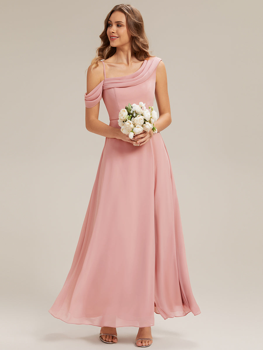 Side Slit Chiffon Sleeveless Bridesmaid Dress #color_Dusty Rose