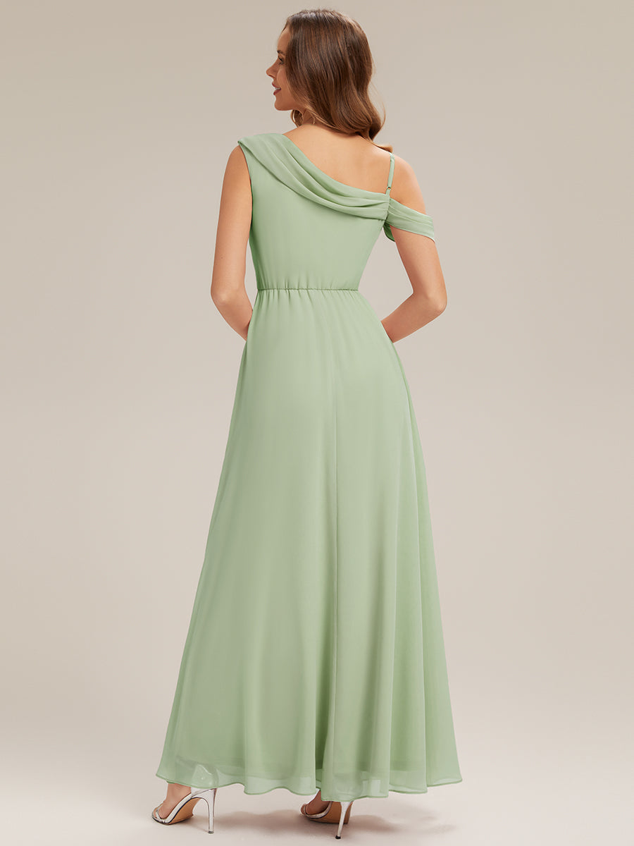 Side Slit Chiffon Sleeveless Bridesmaid Dress #color_Mint Green