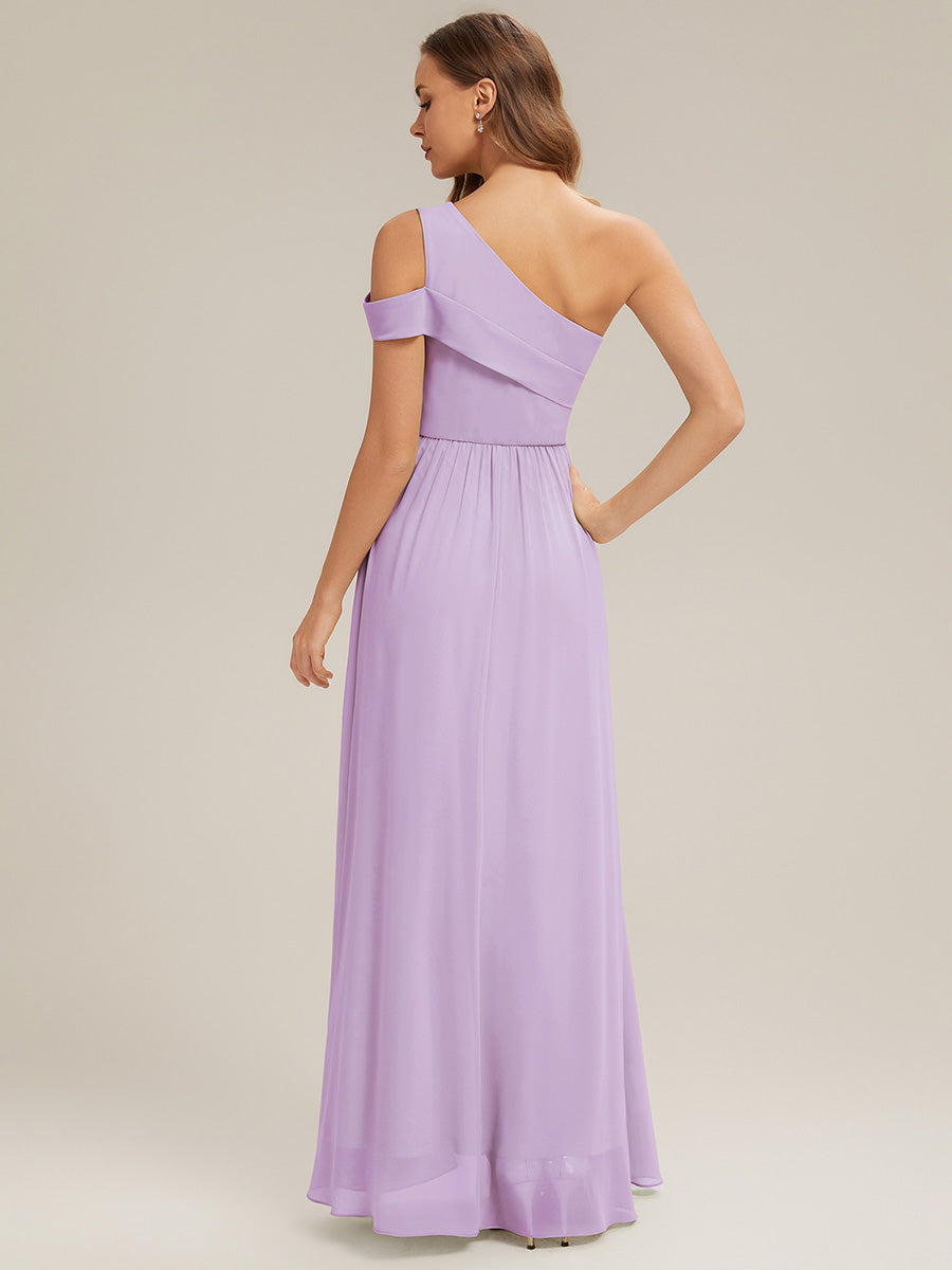 Cut-Out Detail Chiffon Sleeveless Bridesmaid Dress #color_Frosted Lilac