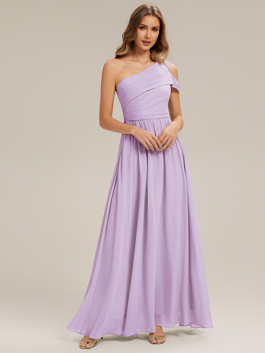 Cut-Out Detail Chiffon Sleeveless Bridesmaid Dress #color_Frosted Lilac