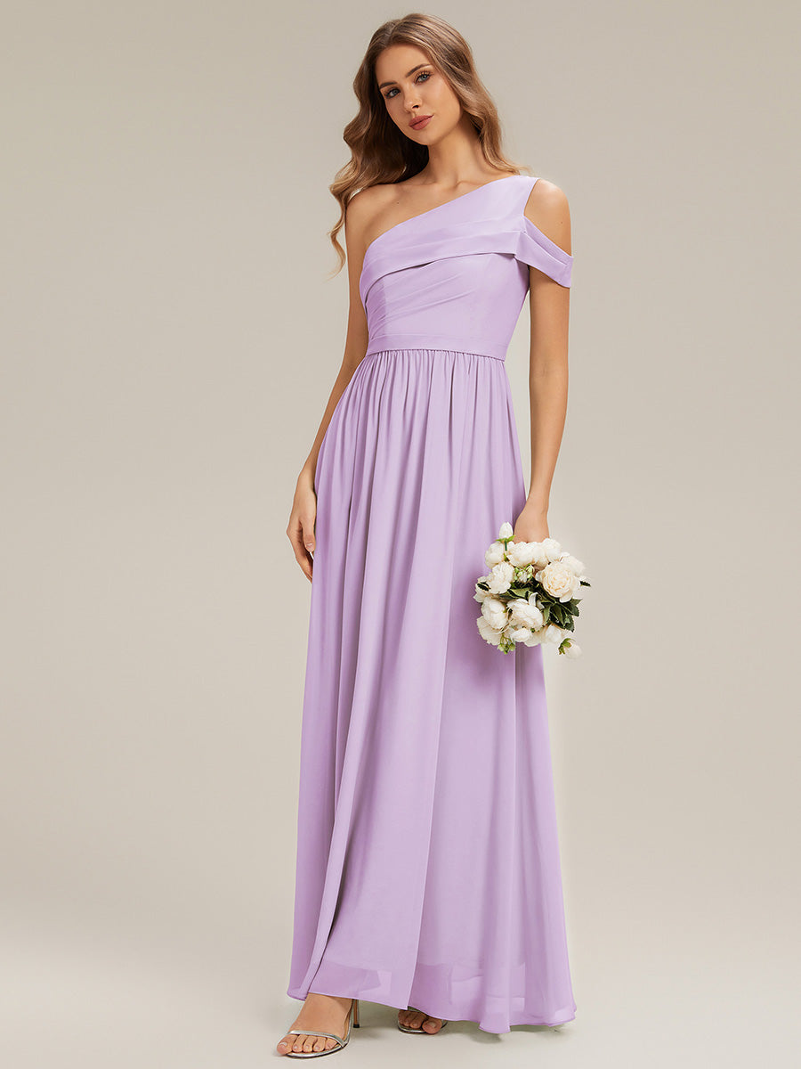 Cut-Out Detail Chiffon Sleeveless Bridesmaid Dress #color_Frosted Lilac