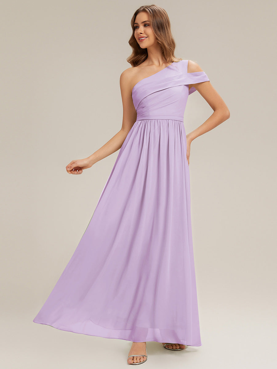 ruched bodice bridesmaid dress B233059 Graceful Poly Chiffon Dress with Ruched Bodice and Softy Gathered A-line Skirt