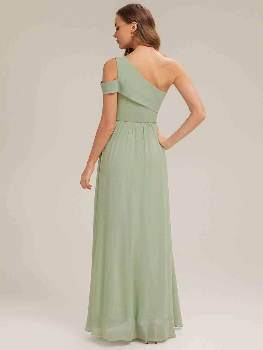 Cut-Out Detail Chiffon Sleeveless Bridesmaid Dress #color_Mint Green