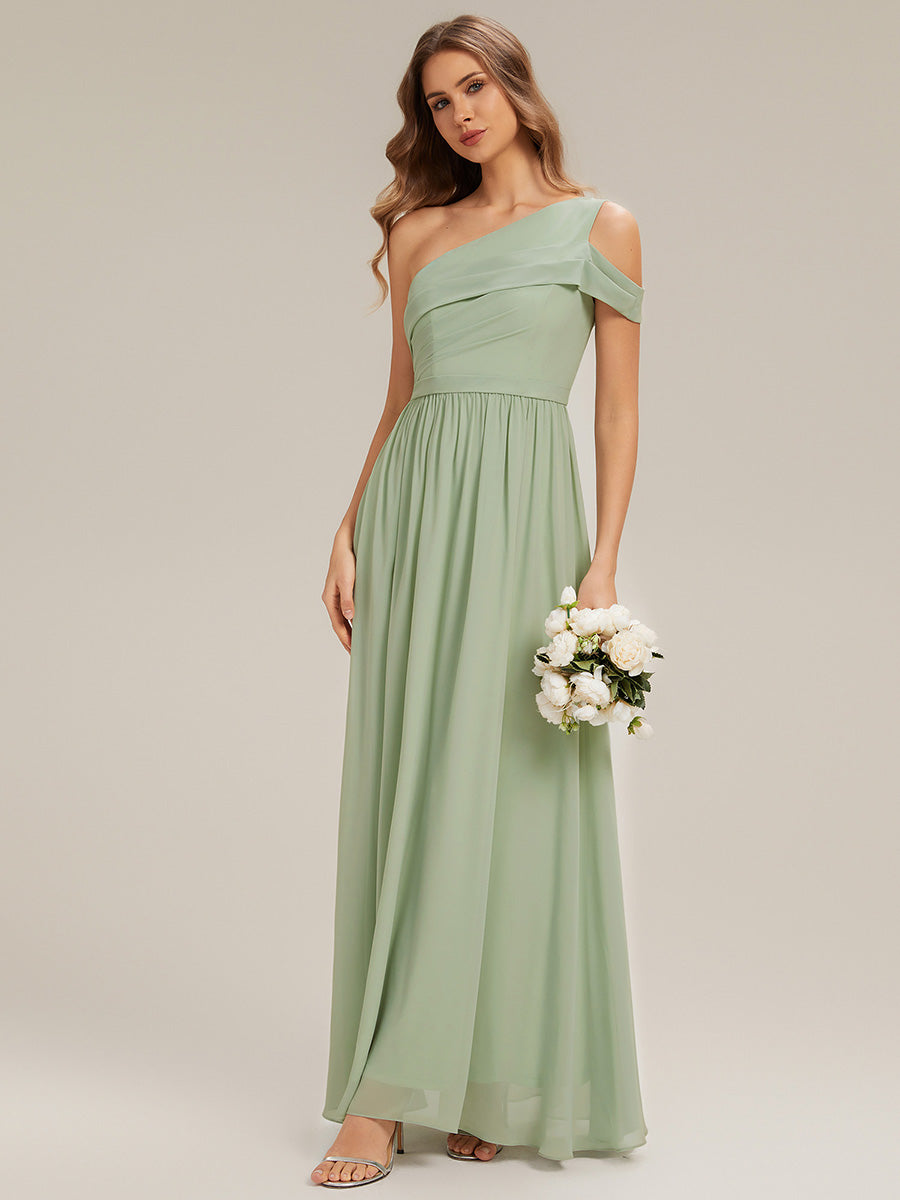 Cut-Out Detail Chiffon Sleeveless Bridesmaid Dress #color_Mint Green
