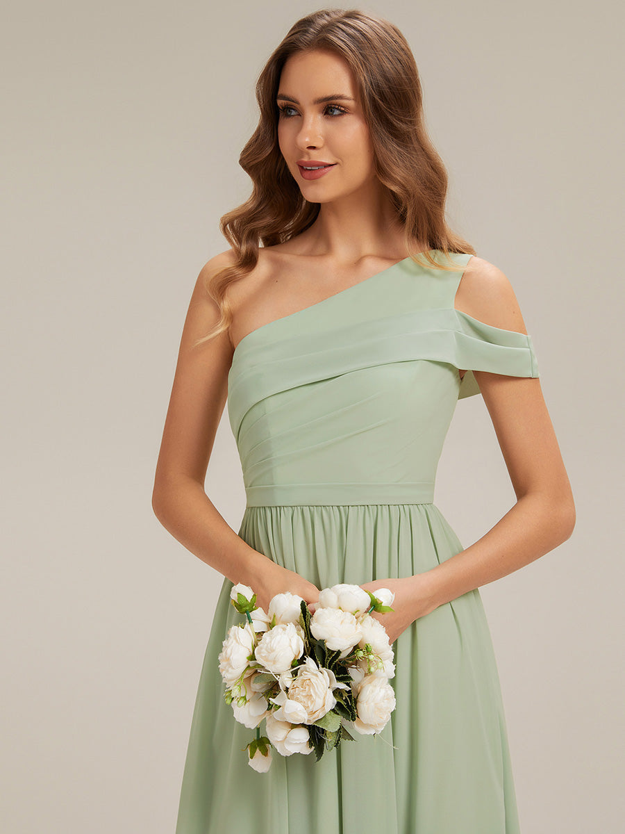 Cut-Out Detail Chiffon Sleeveless Bridesmaid Dress #color_Mint Green