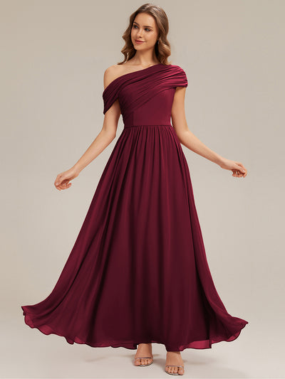 Gathered Chiffon Off the Shoulder Bridesmaid Dress