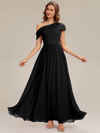 Gathered Chiffon Off the Shoulder Bridesmaid Dress