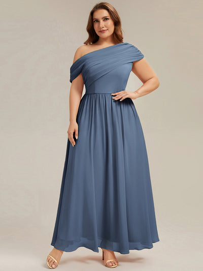 Plus Size Gathered Chiffon Bridesmaid Dress