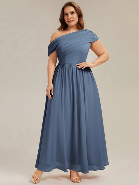blue bridesmaid dresses plus size Ever-Pretty Off the Shoulder Chiffon Maxi Budget Dress timeless look that complements