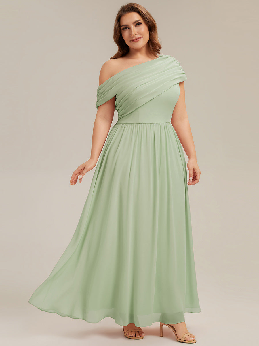 Plus Size Gathered Chiffon Bridesmaid Dress #color_Mint Green