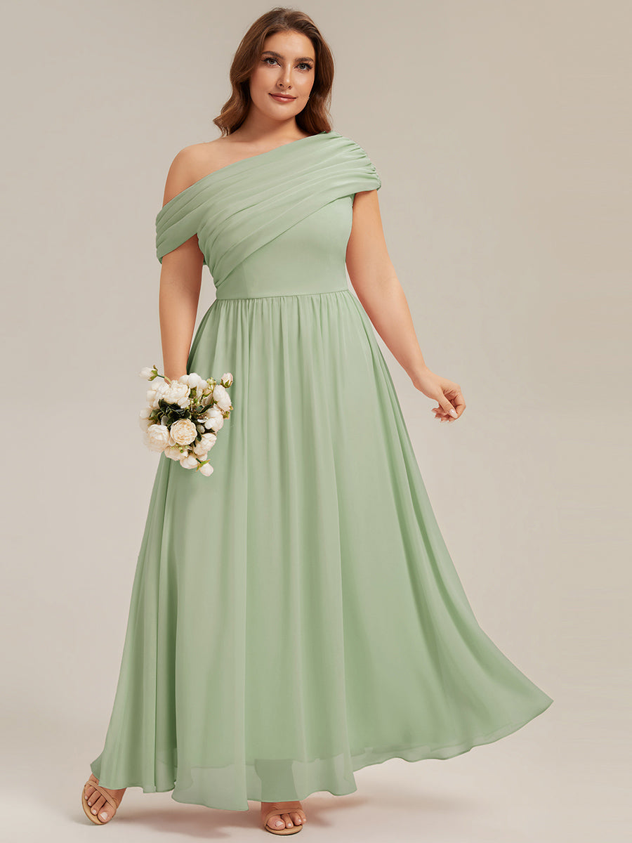 Plus Size Gathered Chiffon Bridesmaid Dress #color_Mint Green