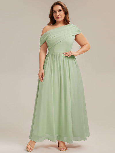 Plus Size Gathered Chiffon Bridesmaid Dress