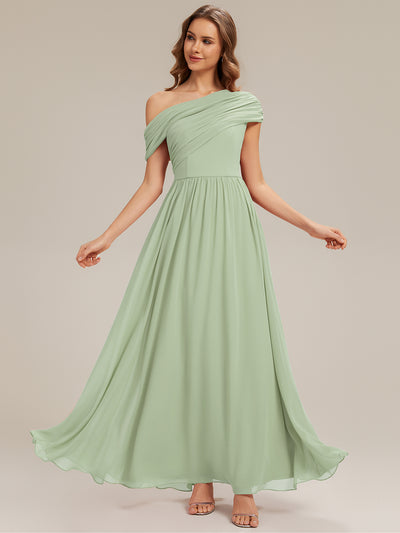 Gathered Chiffon Off the Shoulder Bridesmaid Dress